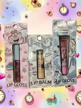 Disney's Alice in Wonderland Lip Gloss & Lip Balm Set - Pink, Nude, Rose